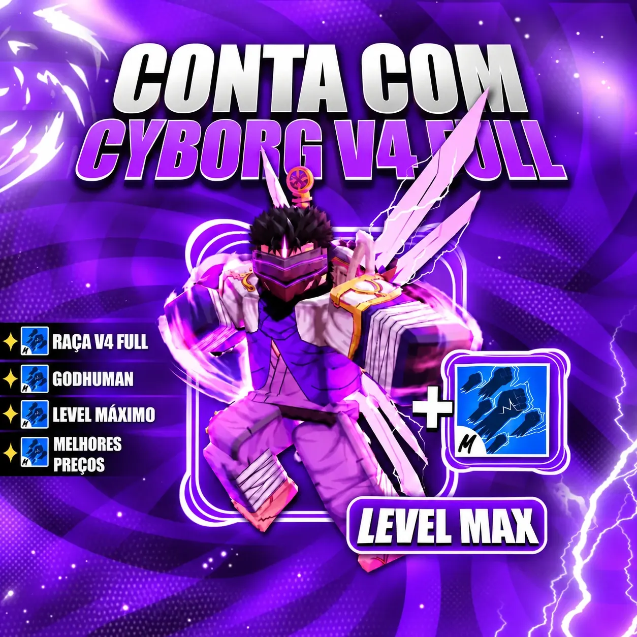 『 🧬 』 CYBORG V4 FULL + GODHUMAN + LEVEL MÁX