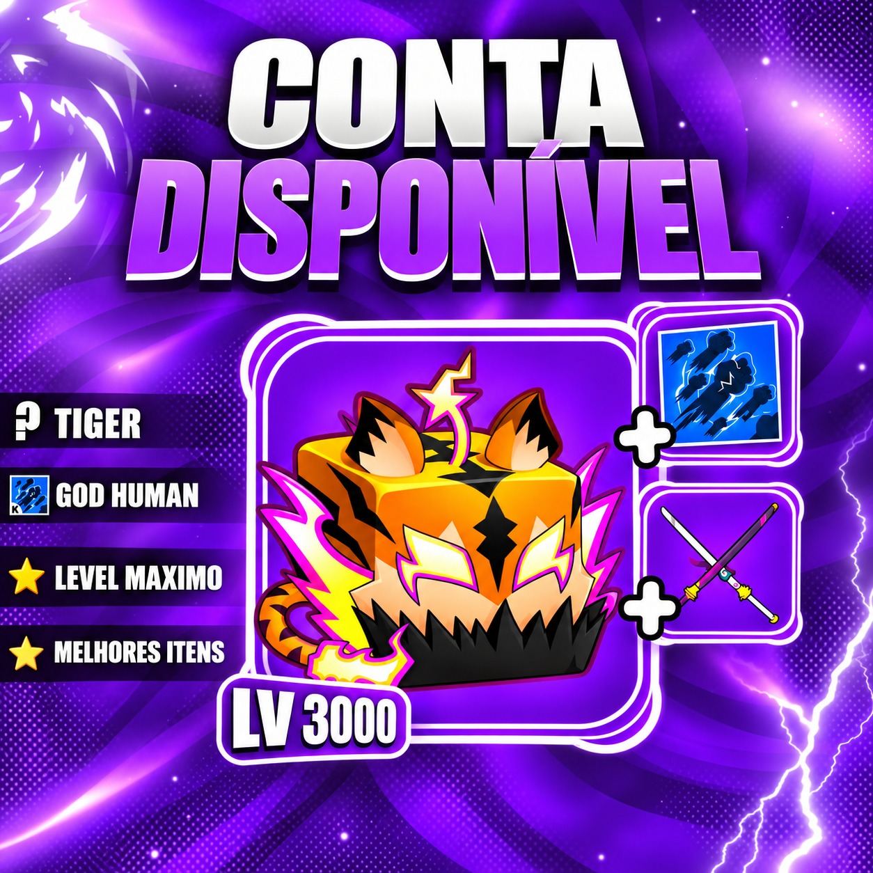 『 🐅 』TIGER FRUIT + GODHUMAN + LEVEL MÁX